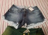 Short Jeans Sawary Com detalhe em renda - Tam 38 - Esgotado